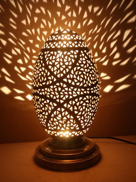 Artisan-Crafted Unlacquered Brass Table Lamp - Floor Lamp, Moroccan-Inspired Design for Stylish Interiors