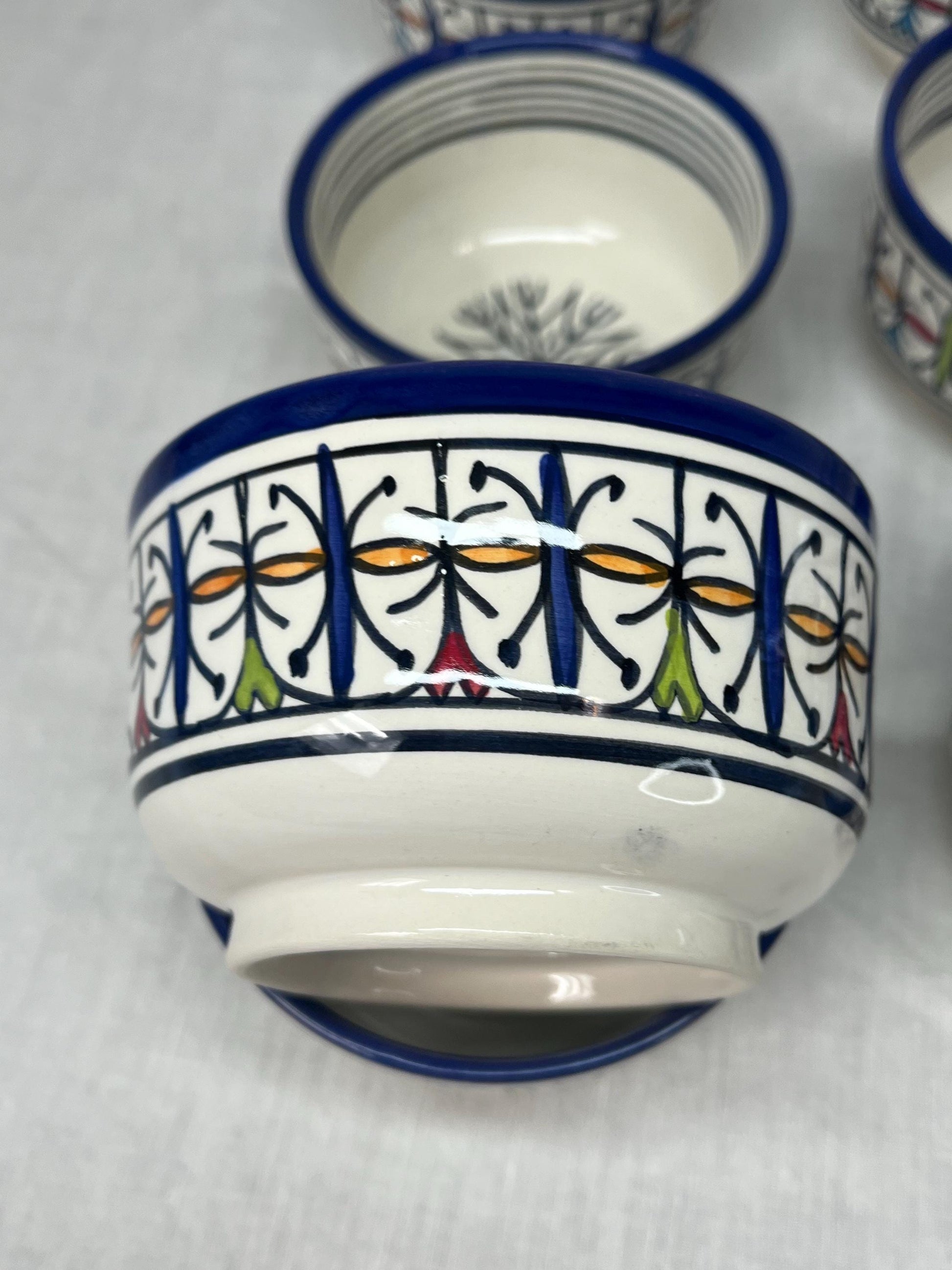 Beautiful Soup Bowl Made of Moroccan Ceramic Fes, White Clay, 13 Cm (Handmade)