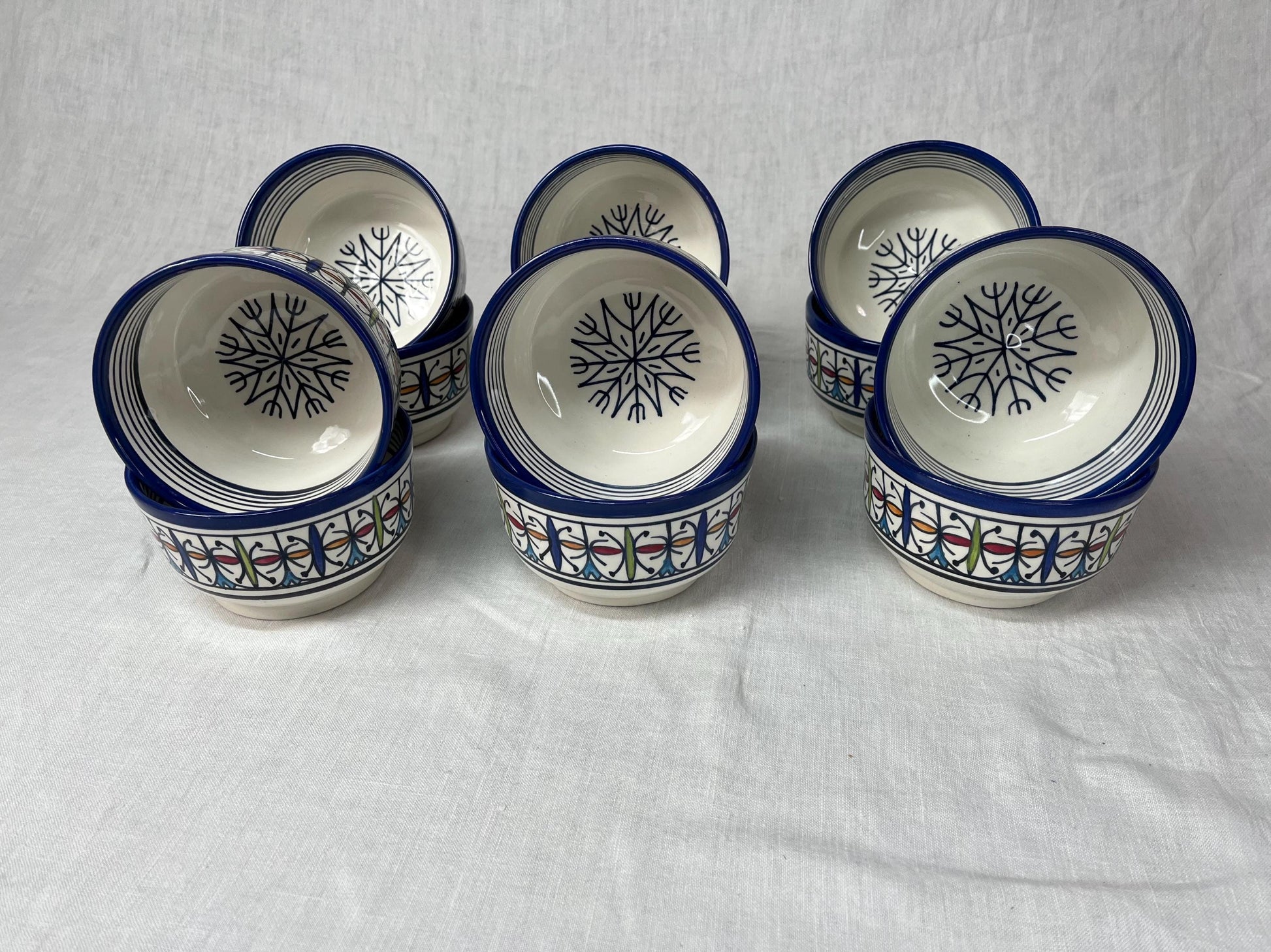Beautiful Soup Bowl Made of Moroccan Ceramic Fes, White Clay, 13 Cm (Handmade)