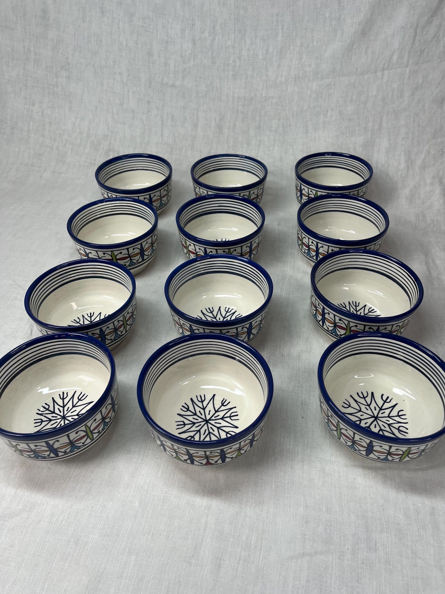 Beautiful Soup Bowl Made of Moroccan Ceramic Fes, White Clay, 13 Cm (Handmade)