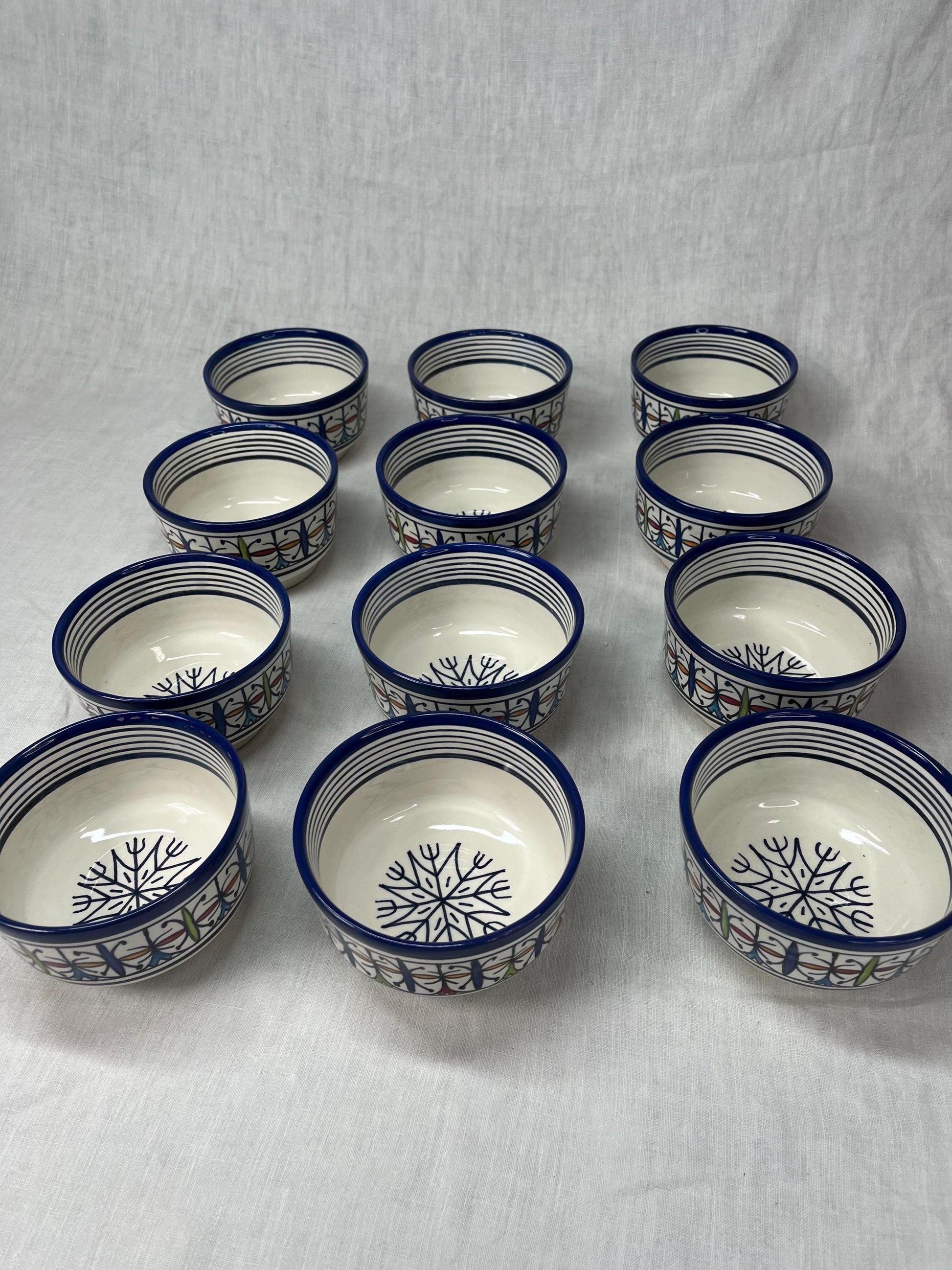 Beautiful Soup Bowl Made of Moroccan Ceramic Fes, White Clay, 13 Cm (Handmade)