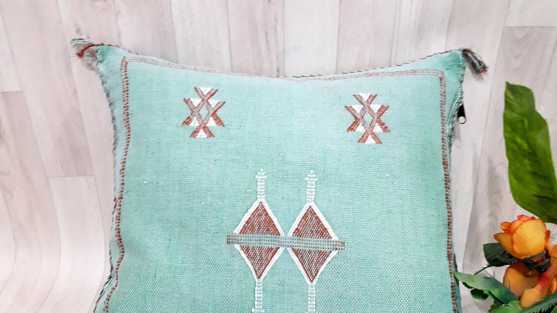 Cactus Silk Cushion Cover- Green Sabra Pillow - Handmade Morocco Cushion-Pillow Covers-Home Decor-Pillow Case-Cactus Silk Pillow-Sofa Pillow