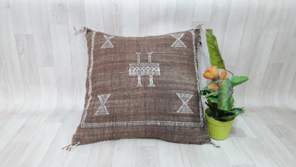 50% off Cactus Silk Pillow Cover, Moroccan Boho Throw Pillow ,Hand Woven Berber Pillow, Sabra Cactus Silk Cushion Cover,Pillow,Cushion
