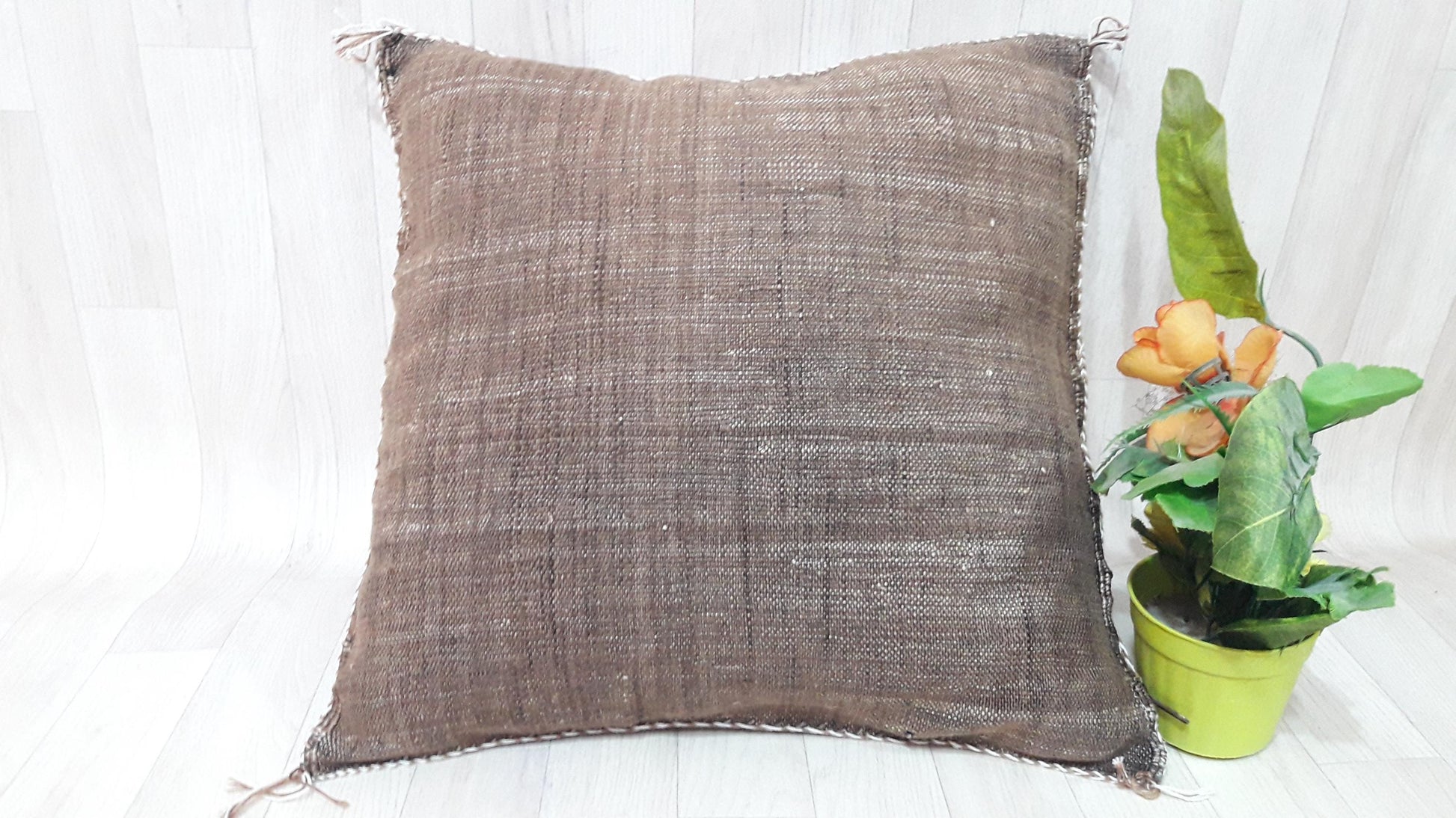 50% off Cactus Silk Pillow Cover, Moroccan Boho Throw Pillow ,Hand Woven Berber Pillow, Sabra Cactus Silk Cushion Cover,Pillow,Cushion