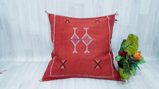 Red/Orange Cactus Silk Pillow Cover, Moroccan Sabra Cushion Cover , Boho Cushion, Sabra Cactus Silk Cushion,Home Decor