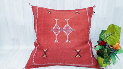 Red/Orange Cactus Silk Pillow Cover, Moroccan Sabra Cushion Cover , Boho Cushion, Sabra Cactus Silk Cushion,Home Decor