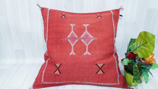 Red/Orange Cactus Silk Pillow Cover, Moroccan Sabra Cushion Cover , Boho Cushion, Sabra Cactus Silk Cushion,Home Decor