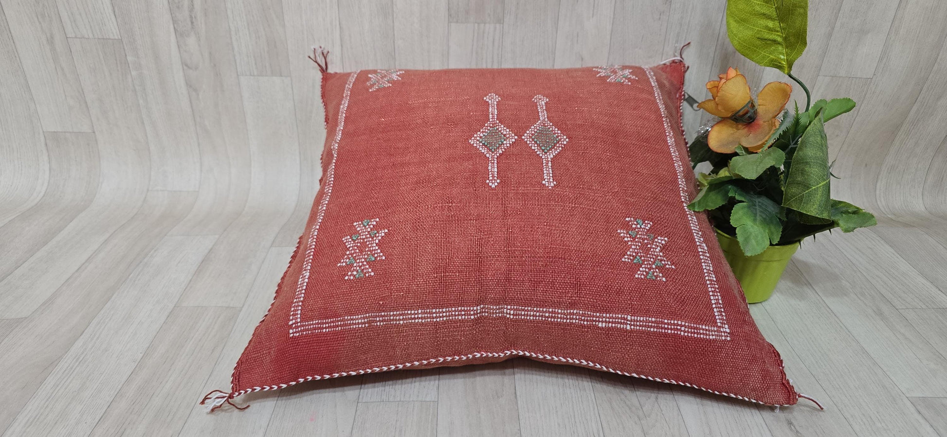 50% off Cactus Silk Pillow Cover, Moroccan Boho Throw Pillow ,Hand Woven Berber Pillow, Sabra Cactus Silk Cushion Cover,Pillow,Cushion