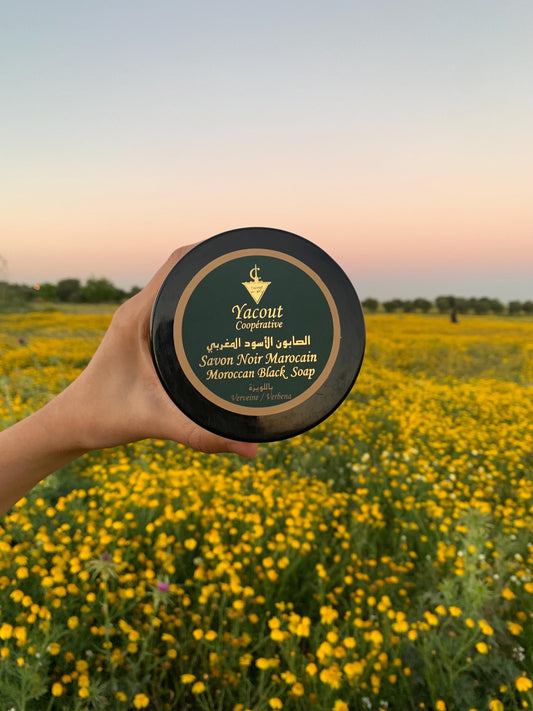 Moroccan Black Soap with Verbena Perfume - Natural Organic for Face & Body, Hamam Spa Ritual, Bride Beauty Treatment