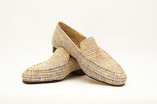 Handwoven Raffia Loafers – Moroccan Unisex Shoes – Natural Slip-On Flats – Boho Artisan Footwear