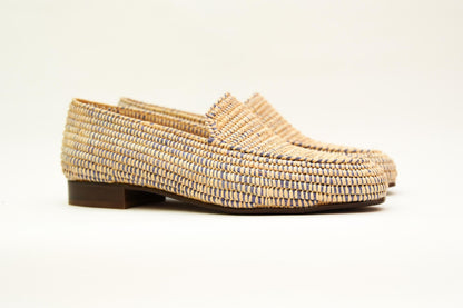 Handwoven Raffia Loafers – Moroccan Unisex Shoes – Natural Slip-On Flats – Boho Artisan Footwear