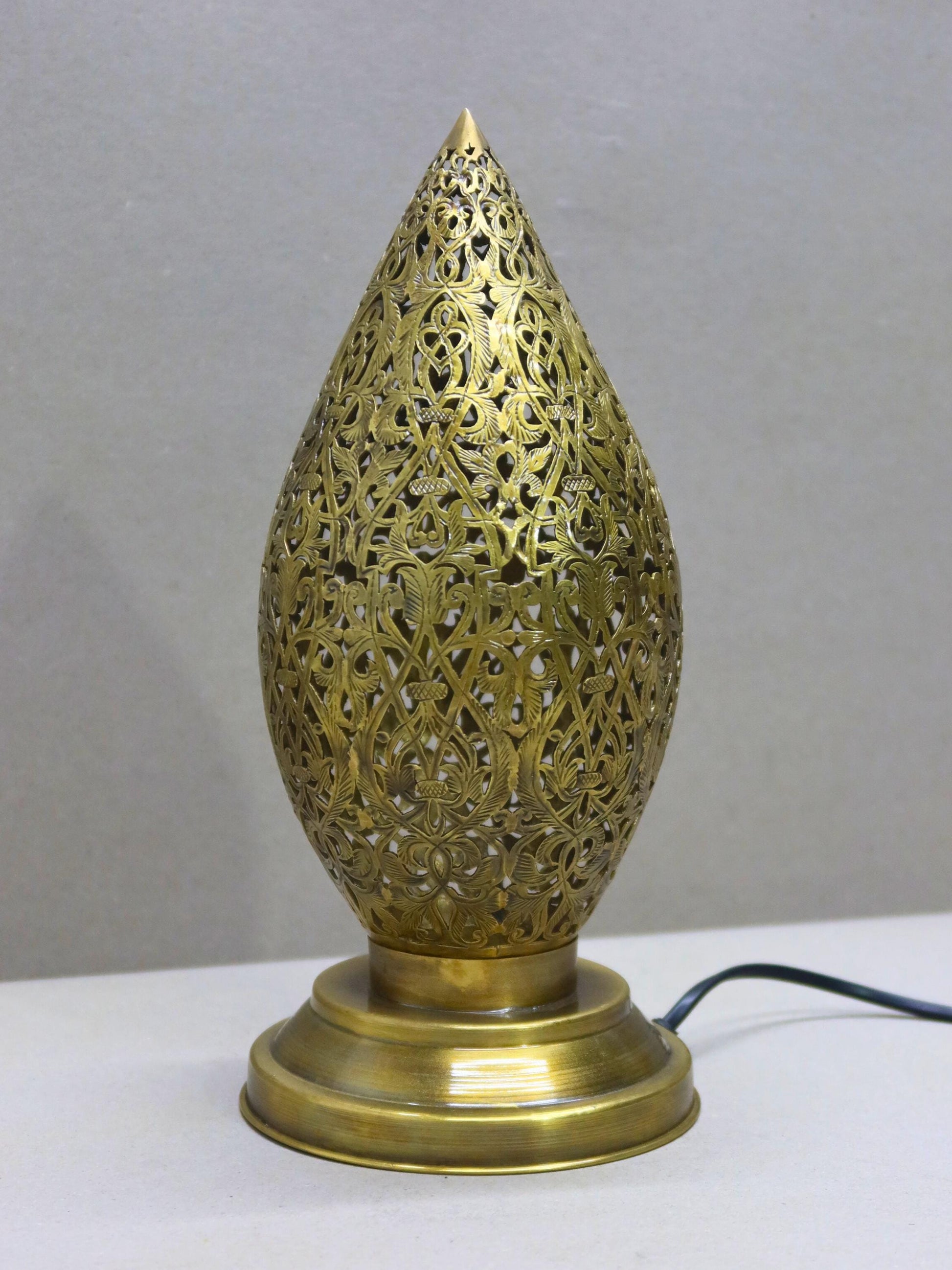 Unlacquered Brass Engraved Table Lamp - Floor Lamp, Moroccan Decor, Moroccan Lighting