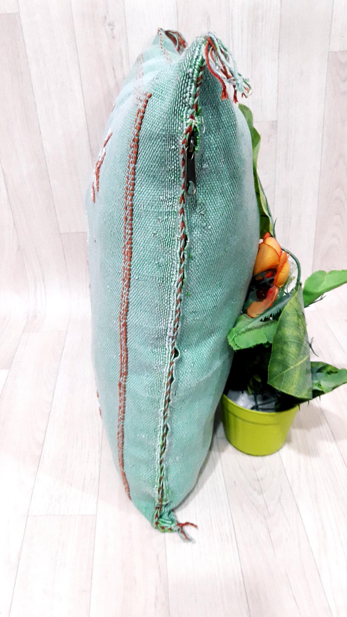 Cactus Silk Cushion Cover- Green Sabra Pillow - Handmade Morocco Cushion-Pillow Covers-Home Decor-Pillow Case-Cactus Silk Pillow-Sofa Pillow