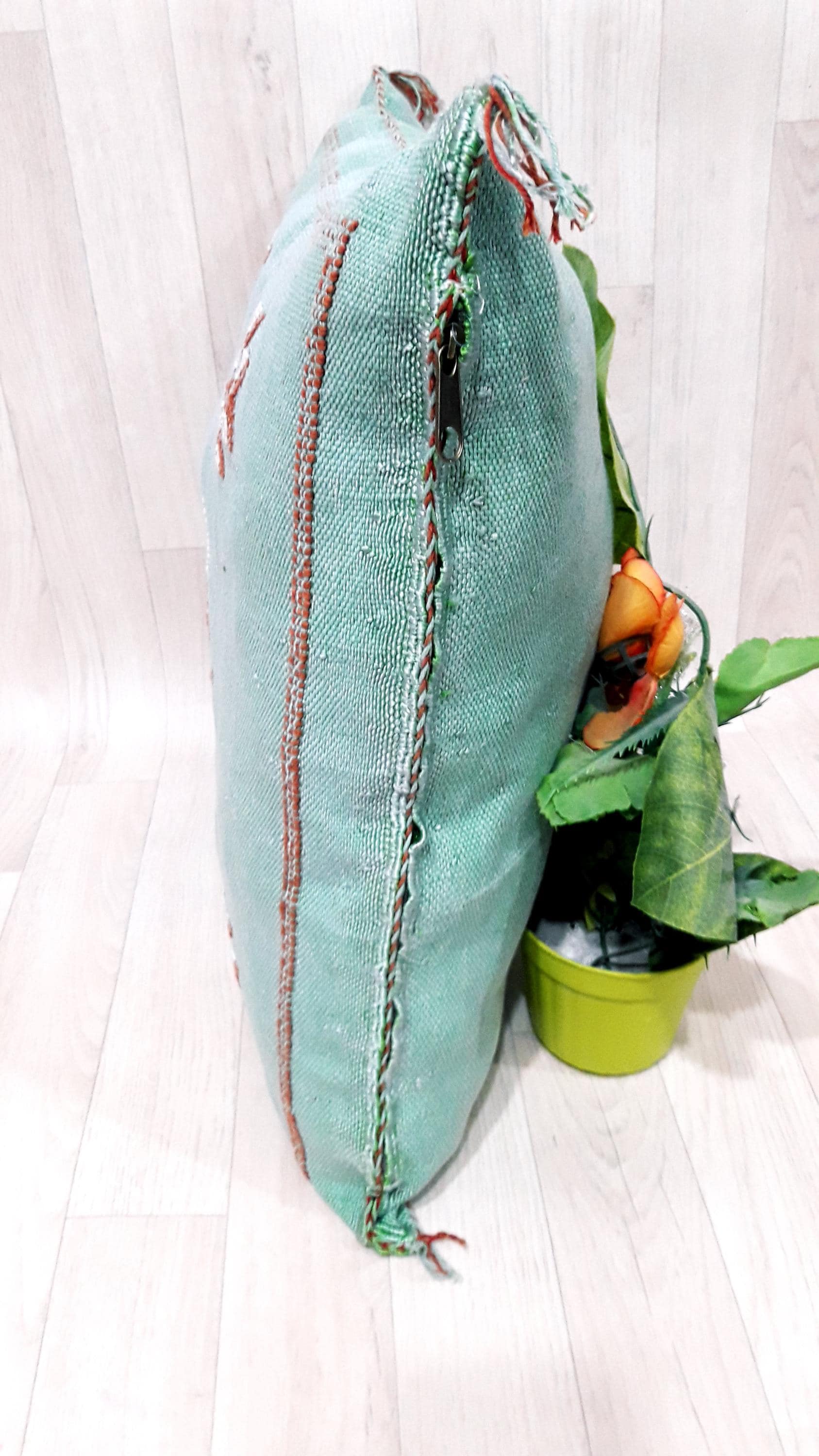 Cactus Silk Cushion Cover- Green Sabra Pillow - Handmade Morocco Cushion-Pillow Covers-Home Decor-Pillow Case-Cactus Silk Pillow-Sofa Pillow