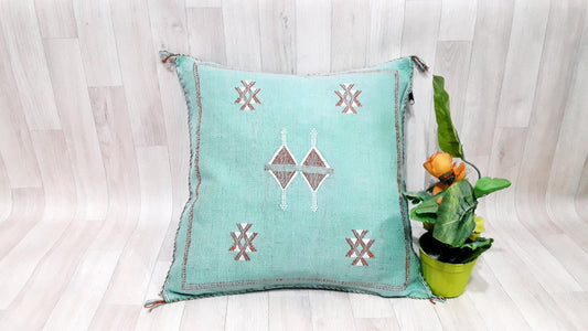 Cactus Silk Cushion Cover- Green Sabra Pillow - Handmade Morocco Cushion-Pillow Covers-Home Decor-Pillow Case-Cactus Silk Pillow-Sofa Pillow