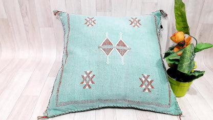 Cactus Silk Cushion Cover- Green Sabra Pillow - Handmade Morocco Cushion-Pillow Covers-Home Decor-Pillow Case-Cactus Silk Pillow-Sofa Pillow
