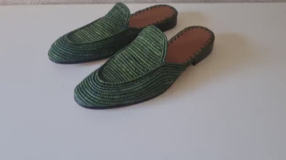Custom Men Shoes Raffia Men Slides Handmade Moroccan Mules